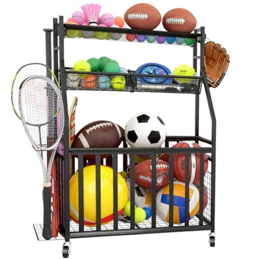 Sports Equipment Bat - Sports Equipment Garage Organizer with Basket